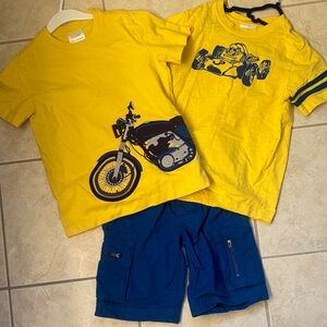 Hanna Andersson Yellow Tees and Blue Shorts Set